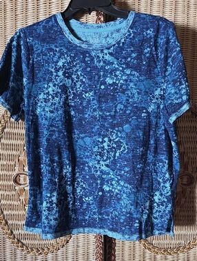 LOGO Principles QVC Blue Splatter Print Tee M